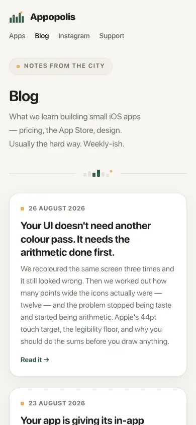Blog · v2 on a phone