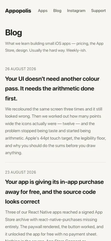 Blog · v1 on a phone